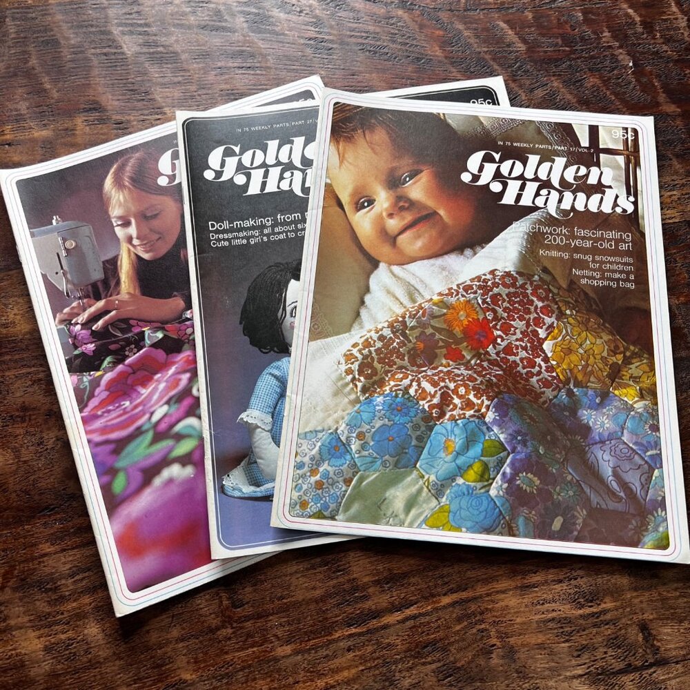 Golden Hands Vintage Craft Magazines Vol. 2 Parts 17/24/27 Needlepoint Sewing Pa